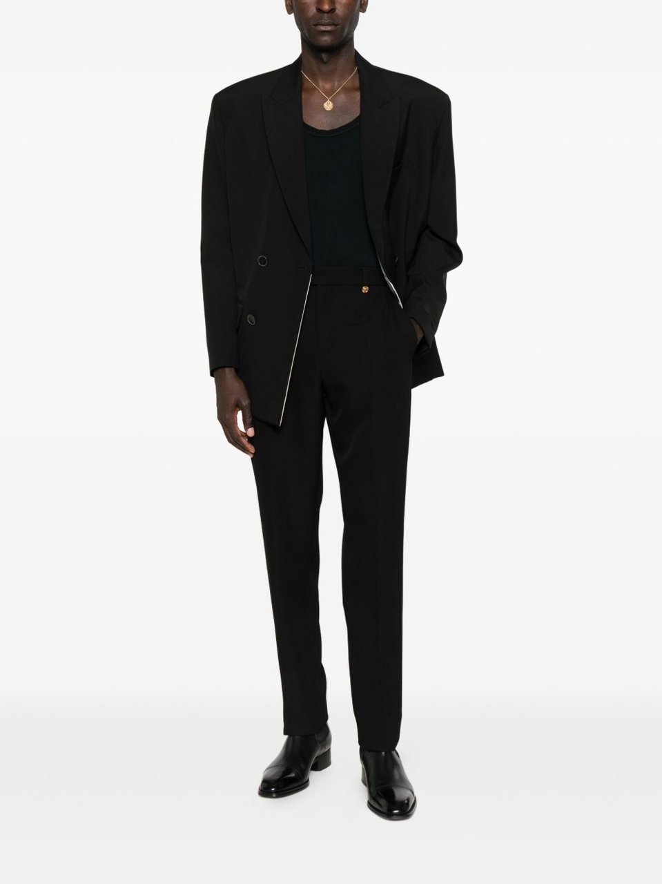 Versace Straight Leg Wool Trousers Zwart