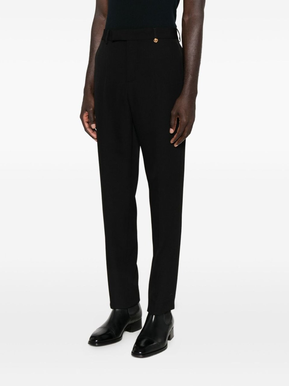 Versace Straight Leg Wool Trousers Zwart
