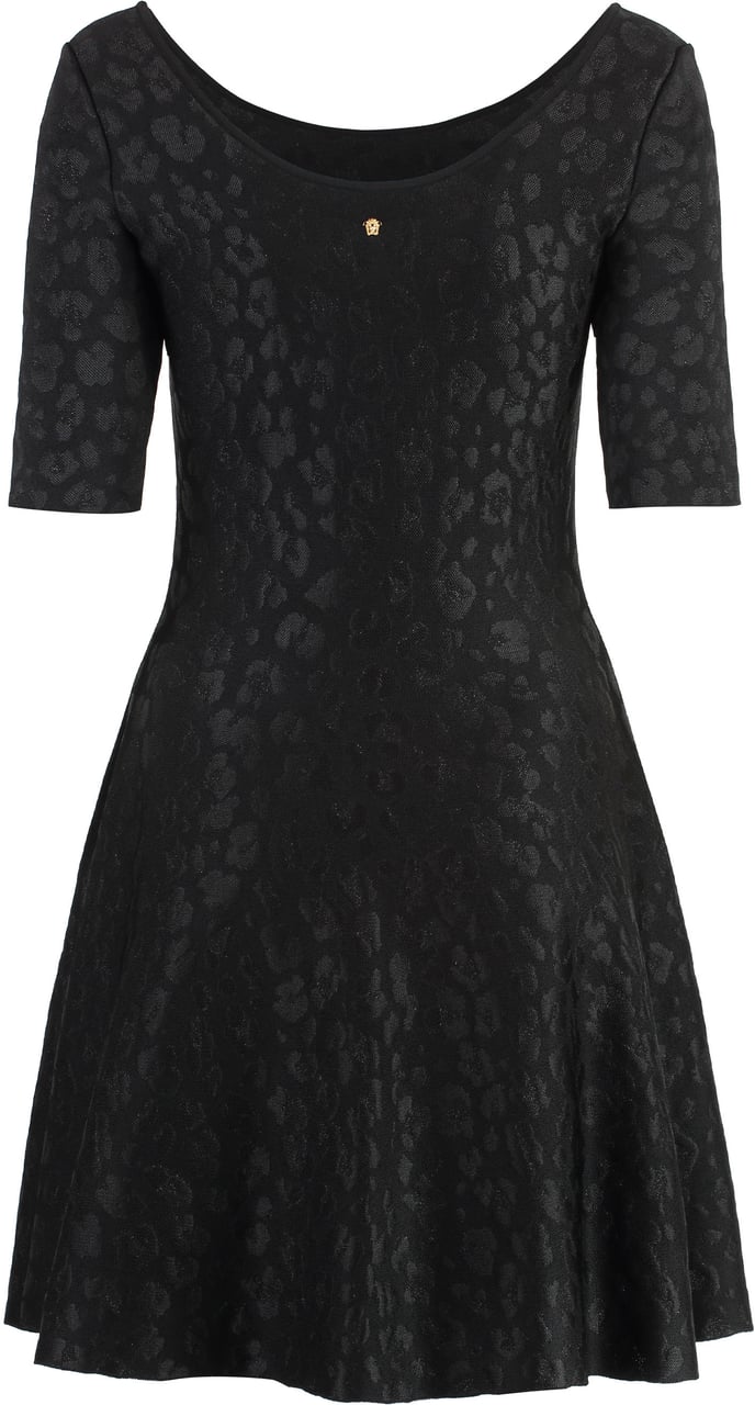Versace Jacquard knit mini-dress Zwart