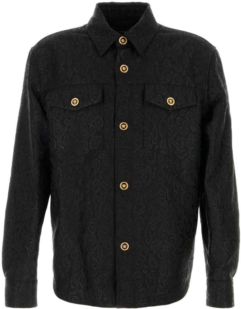 Versace Versace Coats Black Zwart