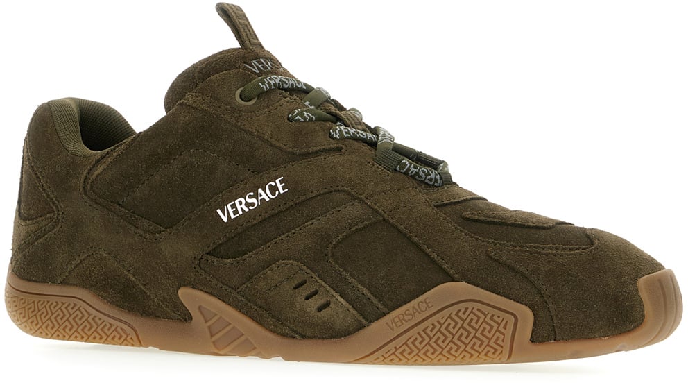 Versace Versace Dark green suede sneakers Groen