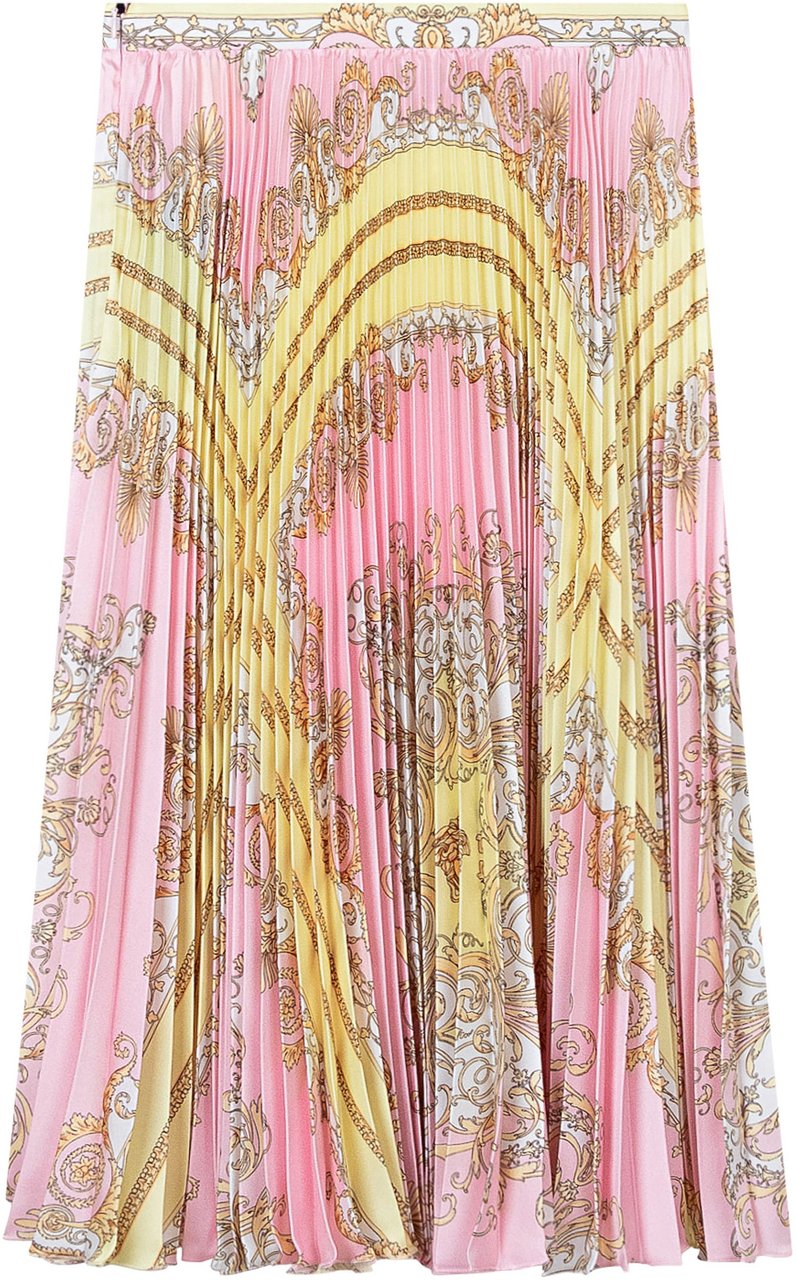 Versace Gonna Plissé con Stampa Ornamentale Roze