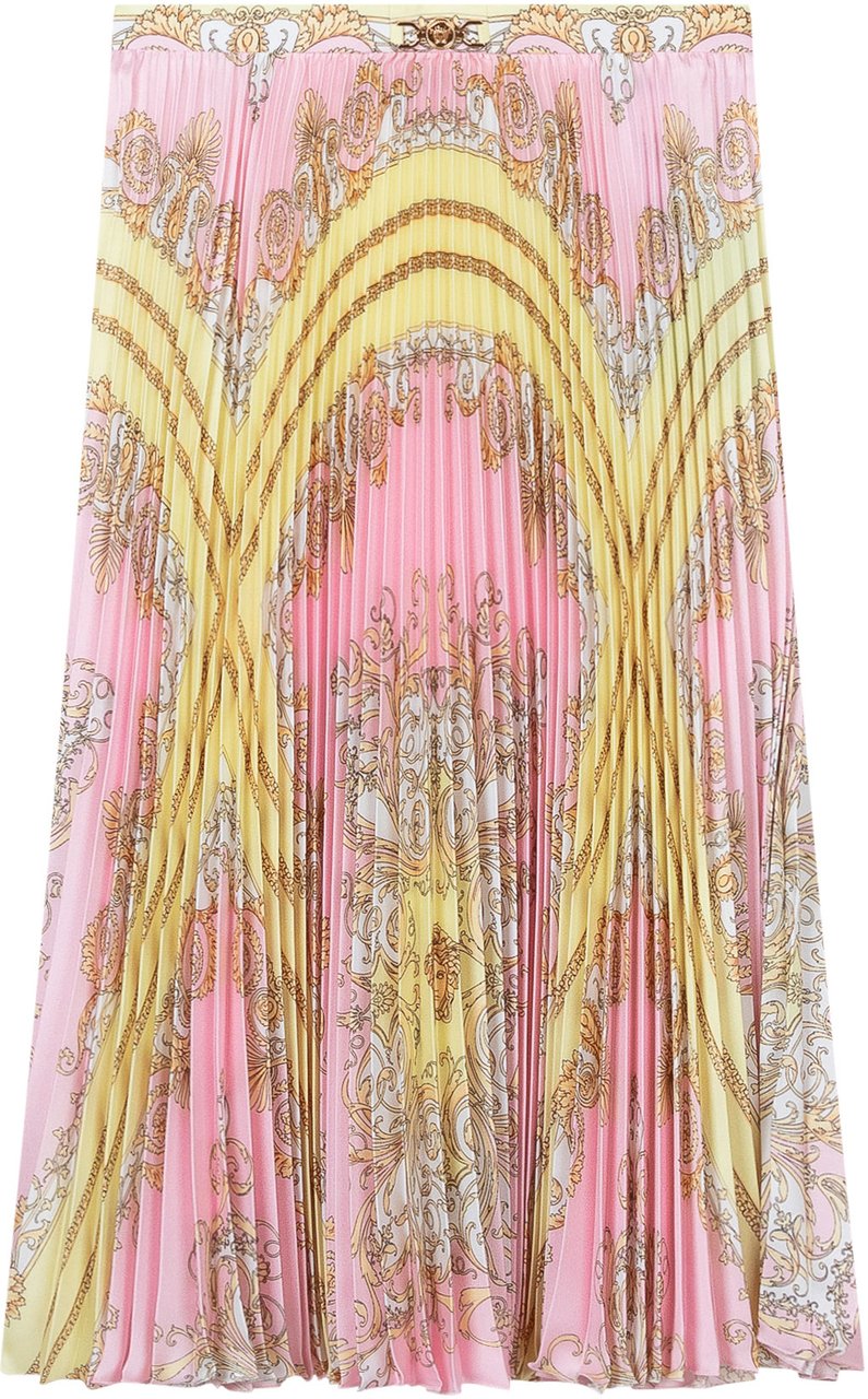 Versace Gonna Plissé con Stampa Ornamentale Roze