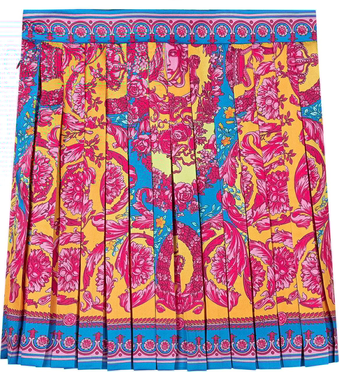 Versace Gonna Plissé con Stampa Barocca Divers