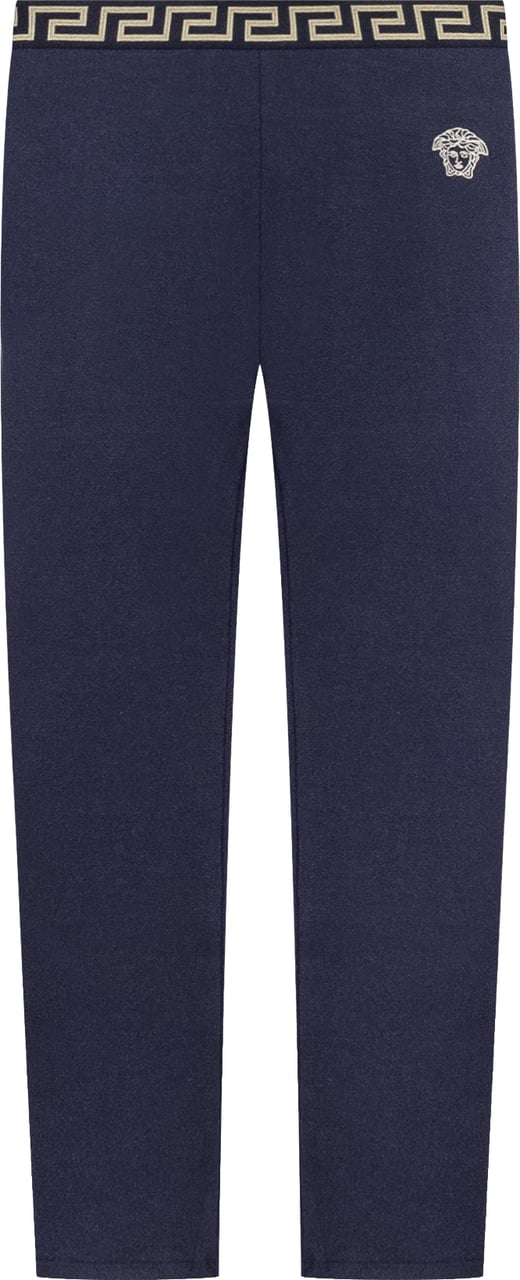 Versace Pantaloni Aderenti con Elastico in Vita Navy