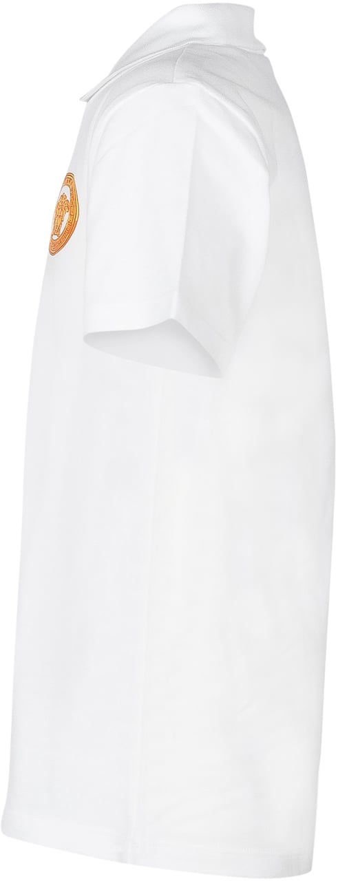 Versace Polo in Piquet con Colletto e Logo Applicato Wit