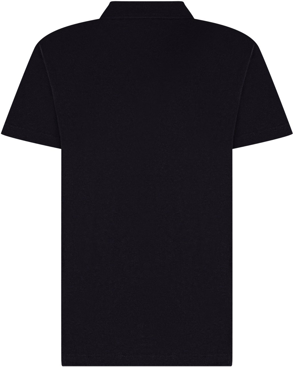 Versace Polo in Piquet con Colletto e Ricamo Logo Zwart