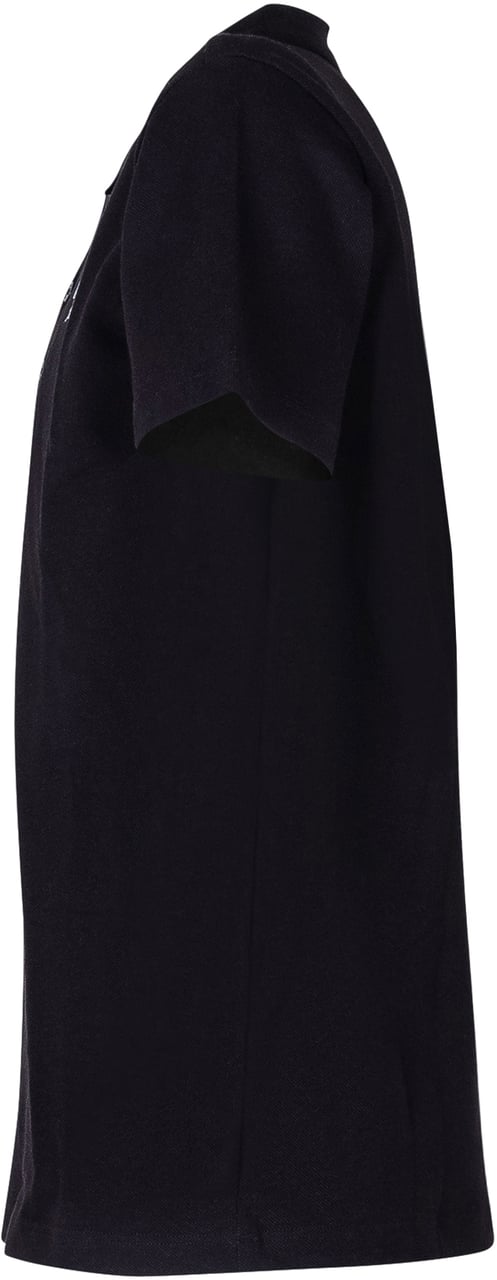 Versace Polo in Piquet con Colletto e Ricamo Logo Zwart