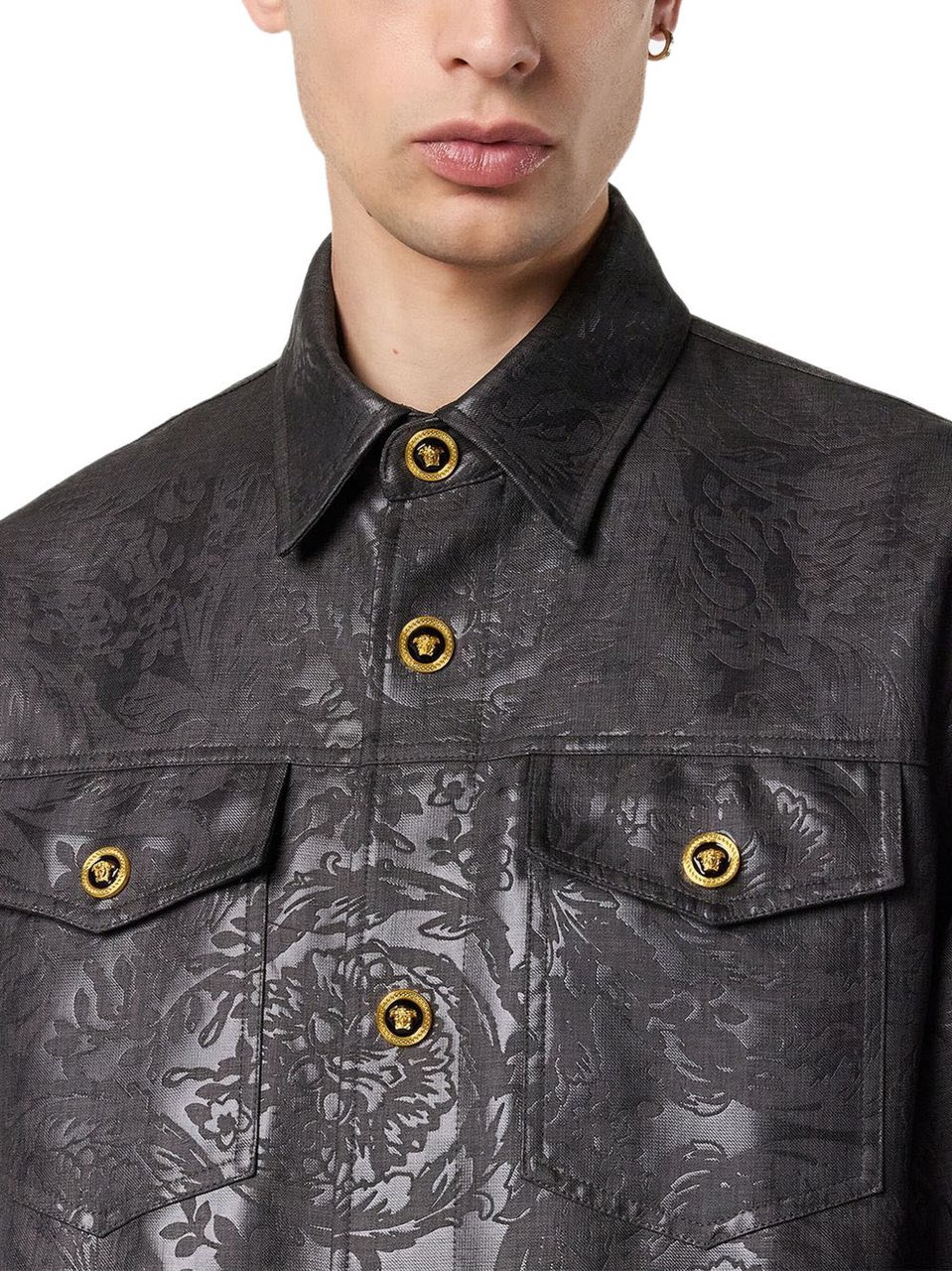 Versace Versace Coats Black Zwart