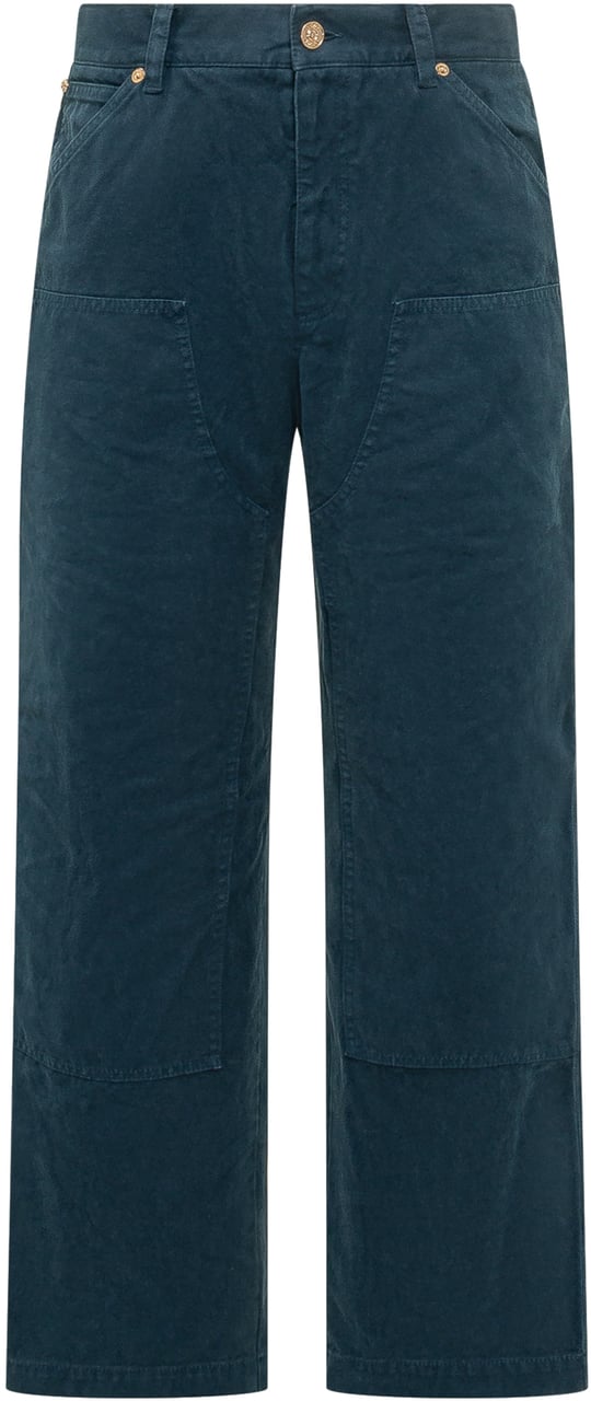 Versace Pant Denim a Gamba Ampia con Tasche Navy