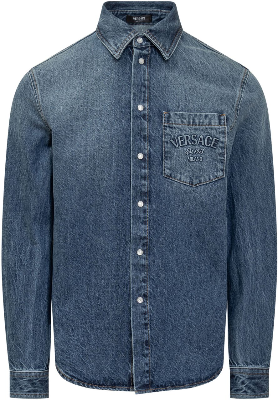 Versace Shirts Blue Blauw