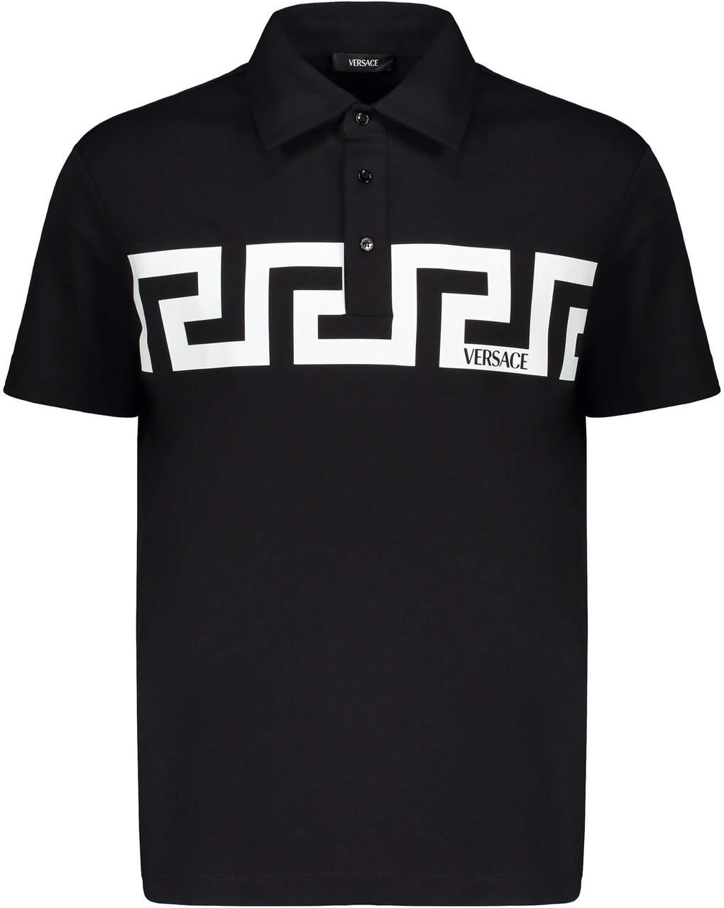 Versace Short sleeve cotton polo shirt Zwart