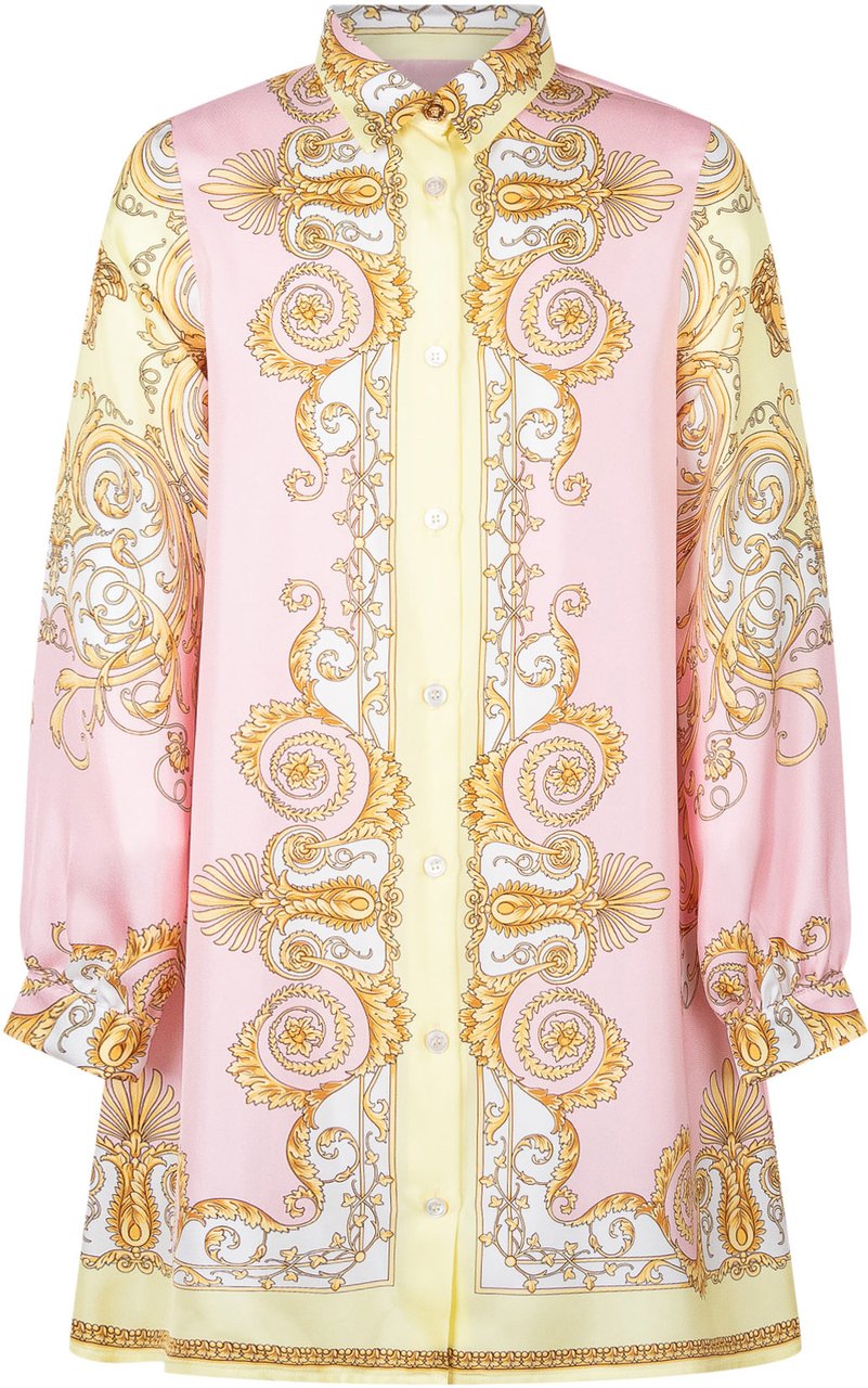 Versace Abito Camicia con Stampa Barocca Roze