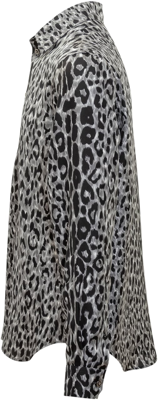 Versace Versace Camicia Animalier in Seta Grijs