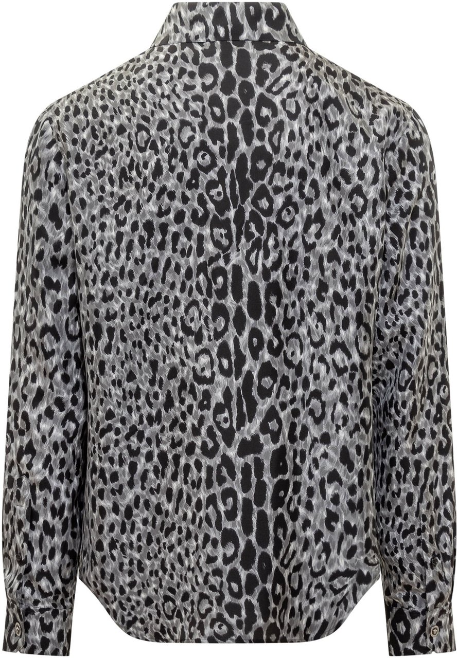 Versace Versace Camicia Animalier in Seta Grijs