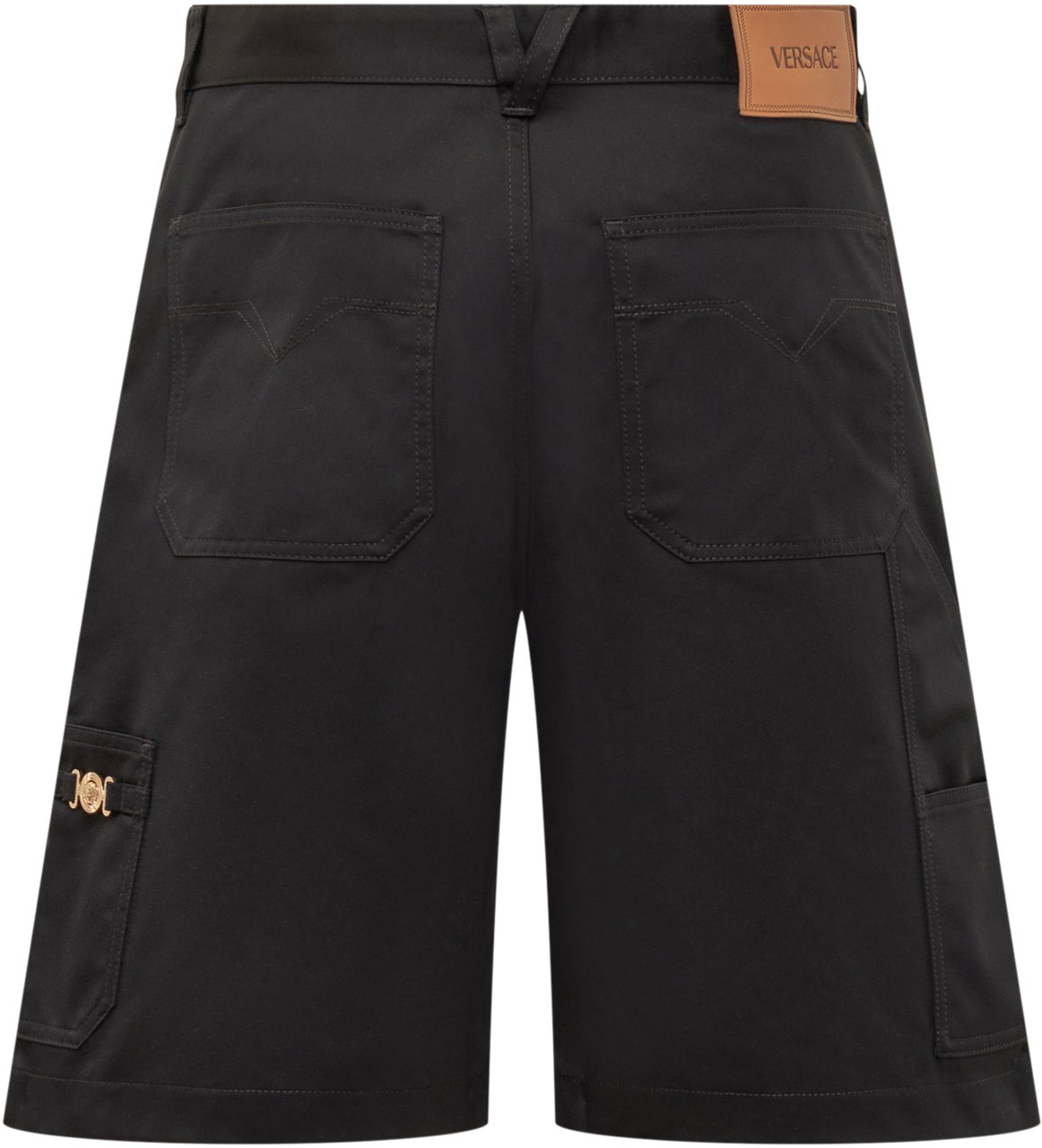 Versace Pantaloni Corti Cargo in Gabardina Zwart