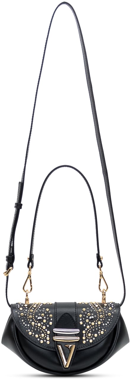 Versace Versace Borsa a Spalla Nera con Borchie Zwart