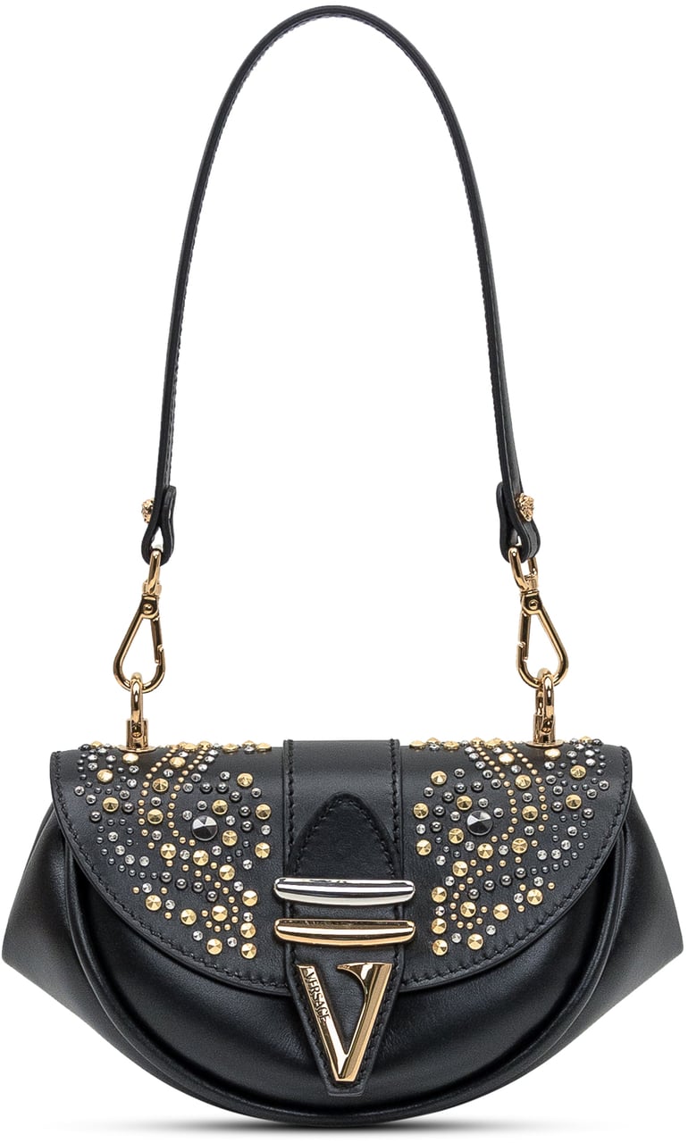 Versace Versace Borsa a Spalla Nera con Borchie Zwart