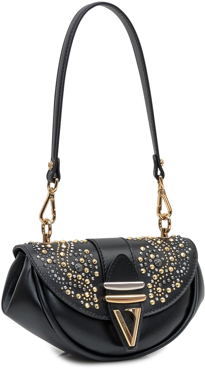 Versace Versace Borsa a Spalla Nera con Borchie Zwart