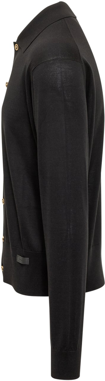 Versace Maglione In Maglia Con Bottoni Zwart