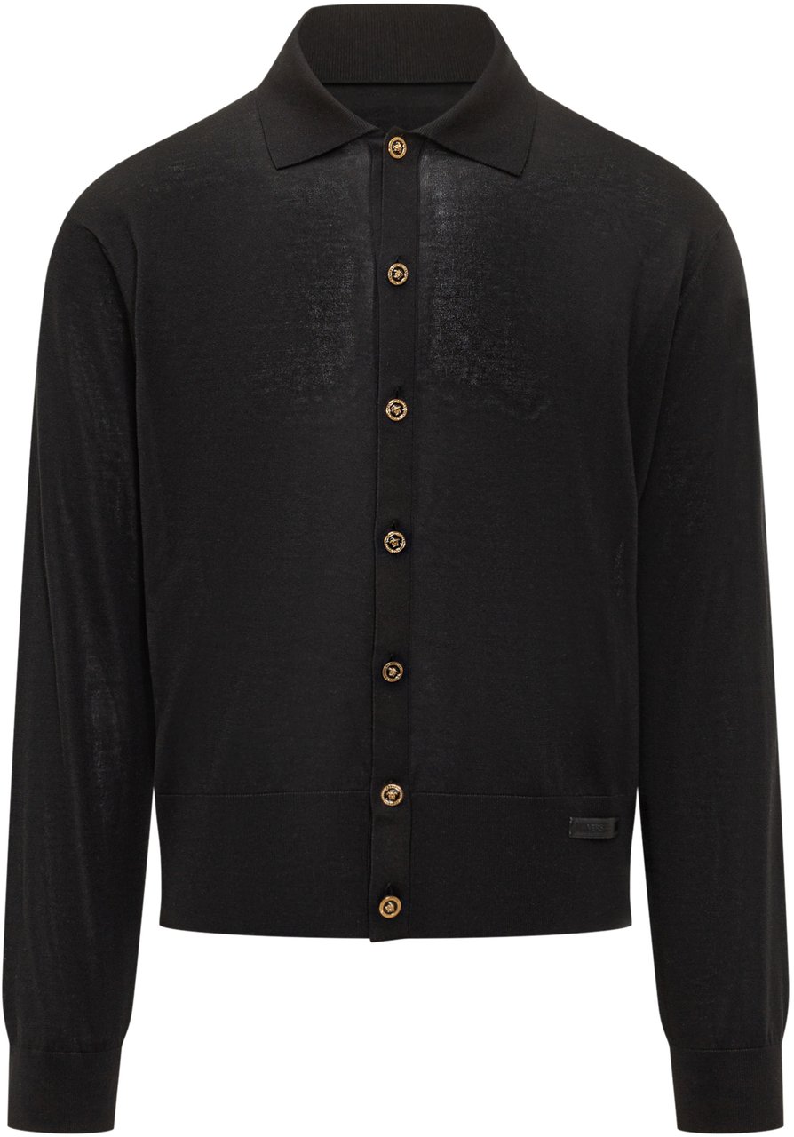 Versace Maglione In Maglia Con Bottoni Zwart