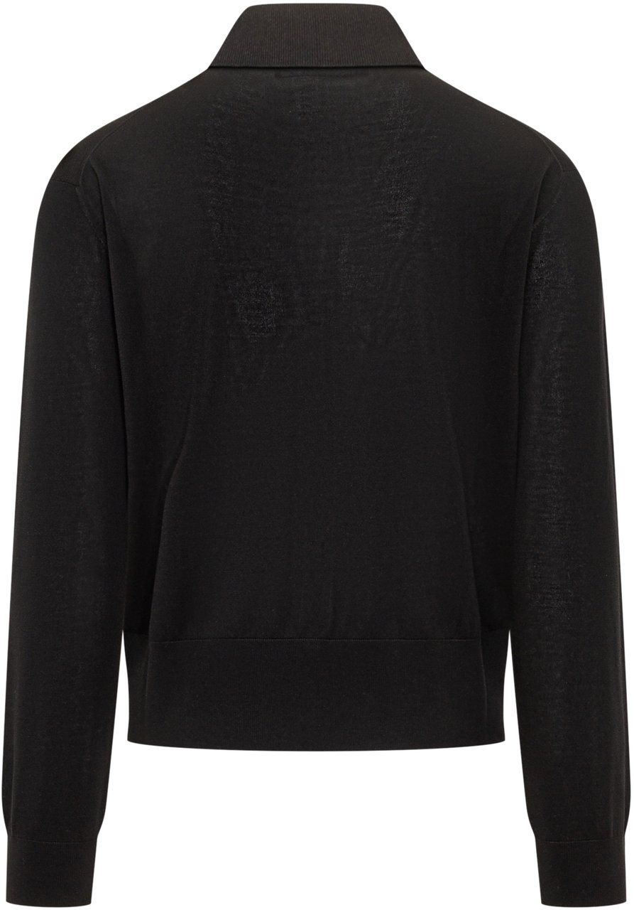 Versace Maglione In Maglia Con Bottoni Zwart