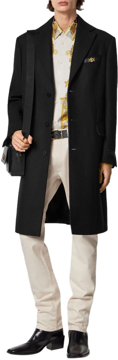 Versace Coats Black Zwart