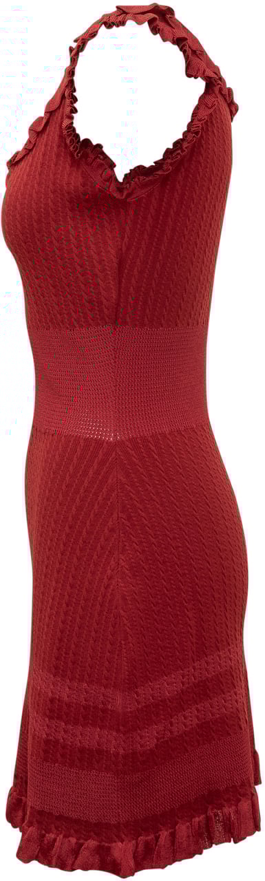 Versace Abito Corto in Maglia con Rouches VERSACE Rood