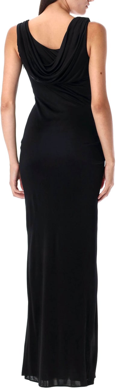 Versace Pin Draped Gown Nero Zwart