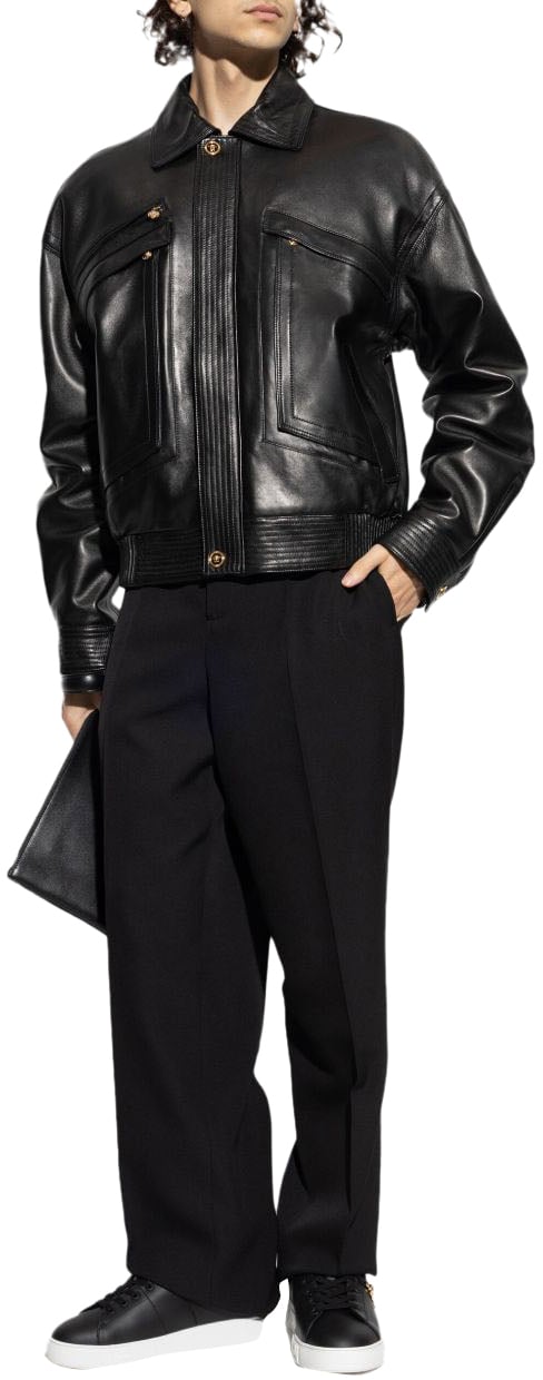 Versace Versace Coats Black Zwart