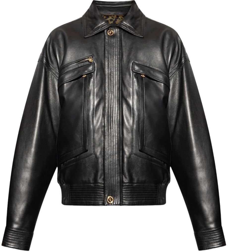 Versace Versace Coats Black Zwart