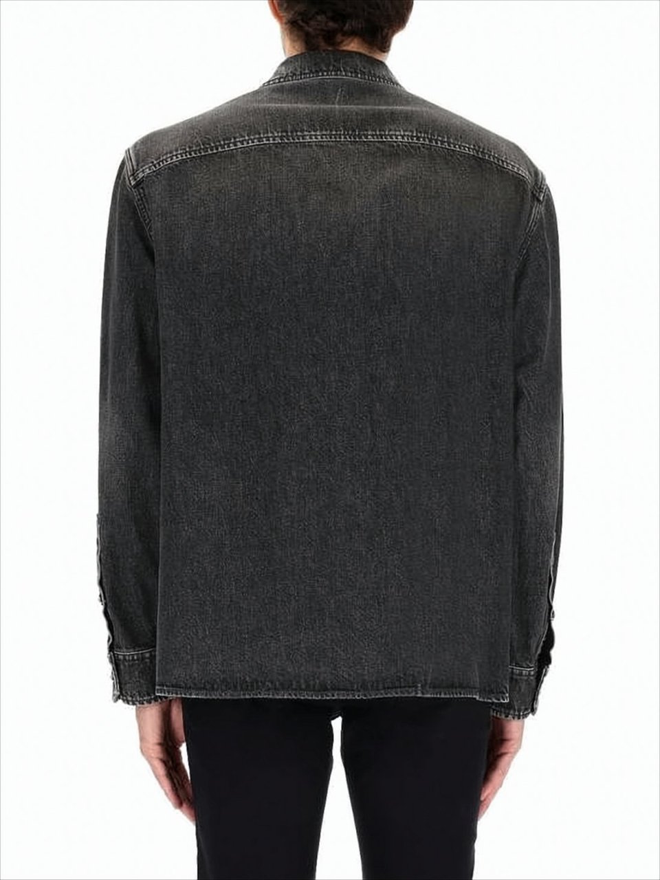 Versace Washed Black Classic Cotton Denim Jacket Zwart