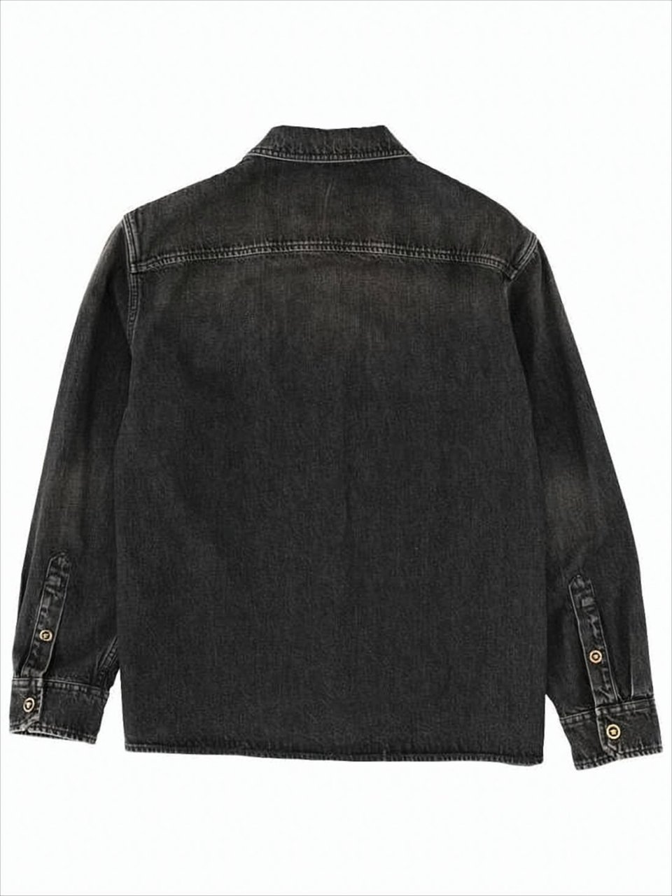 Versace Washed Black Classic Cotton Denim Jacket Zwart