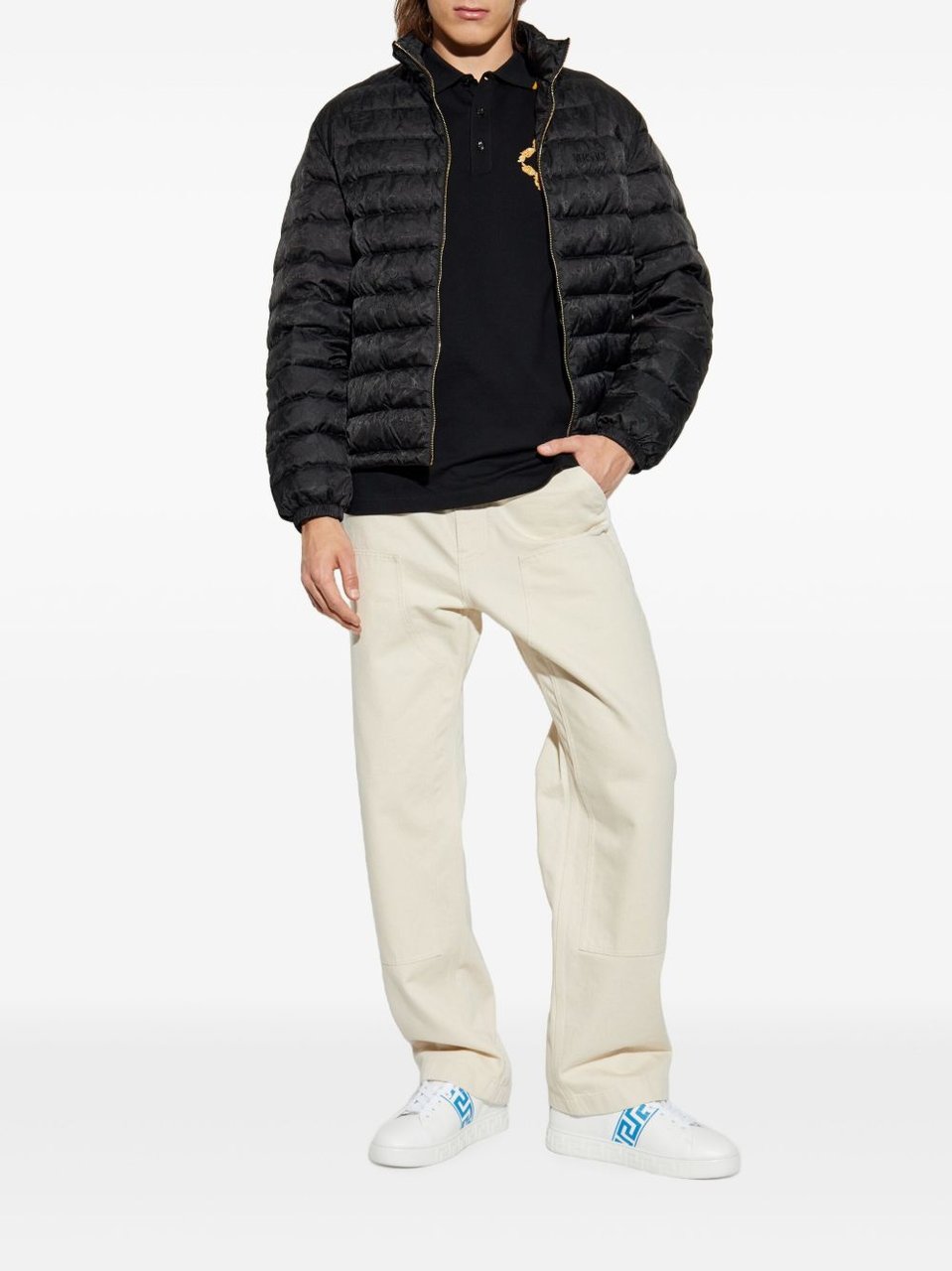 Versace Quilted Black Jacket Zwart