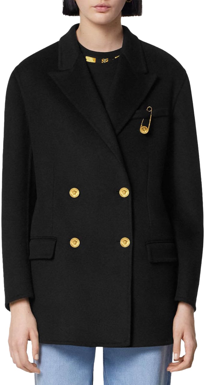Versace Coats Black Zwart