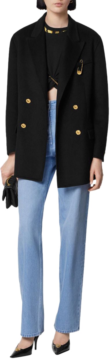 Versace Coats Black Zwart