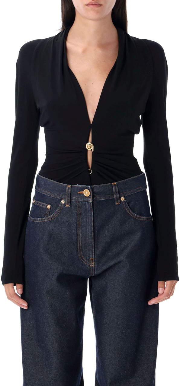Versace Body Deep V Neck Pin Nero Zwart