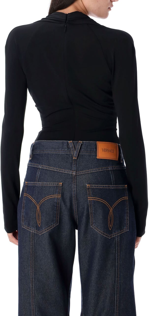 Versace Body Deep V Neck Pin Nero Zwart