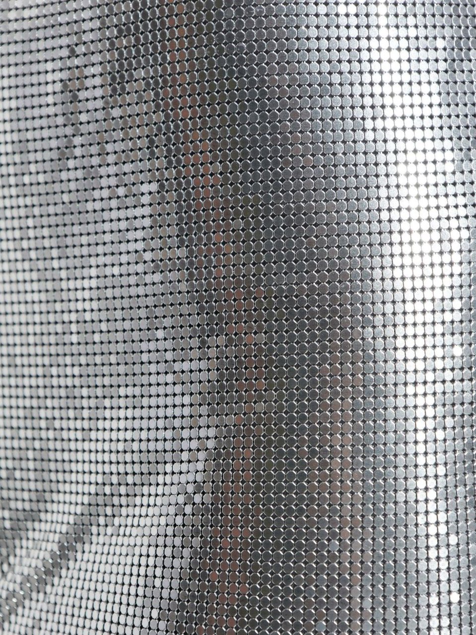 Versace Mini Metallic Silver Skirt With Mesh Overlay Grijs