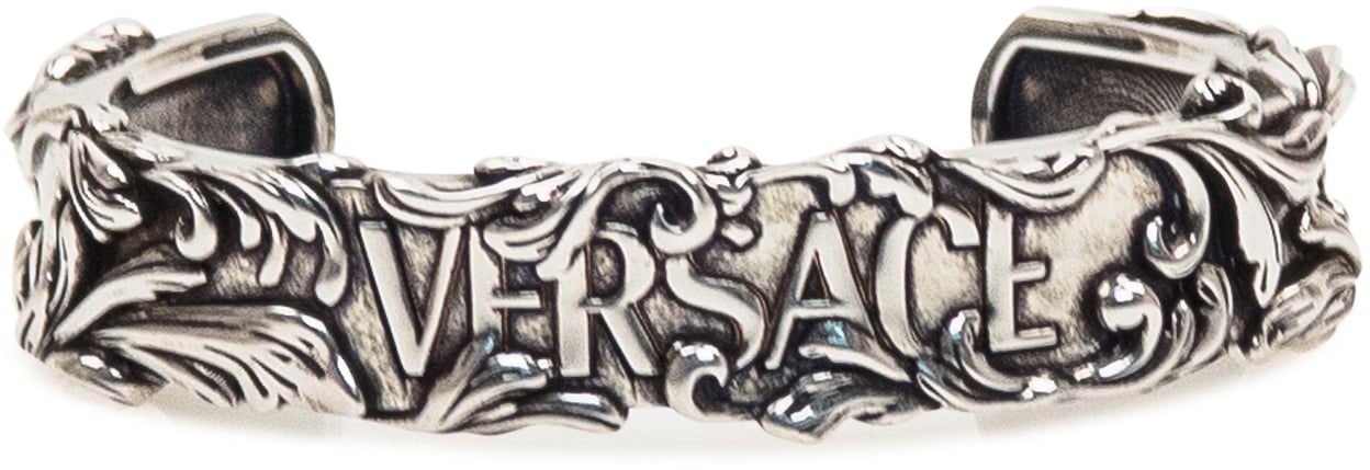 Versace Bracciale Rigido in Metallo con Dettagli Barocchi Zilver