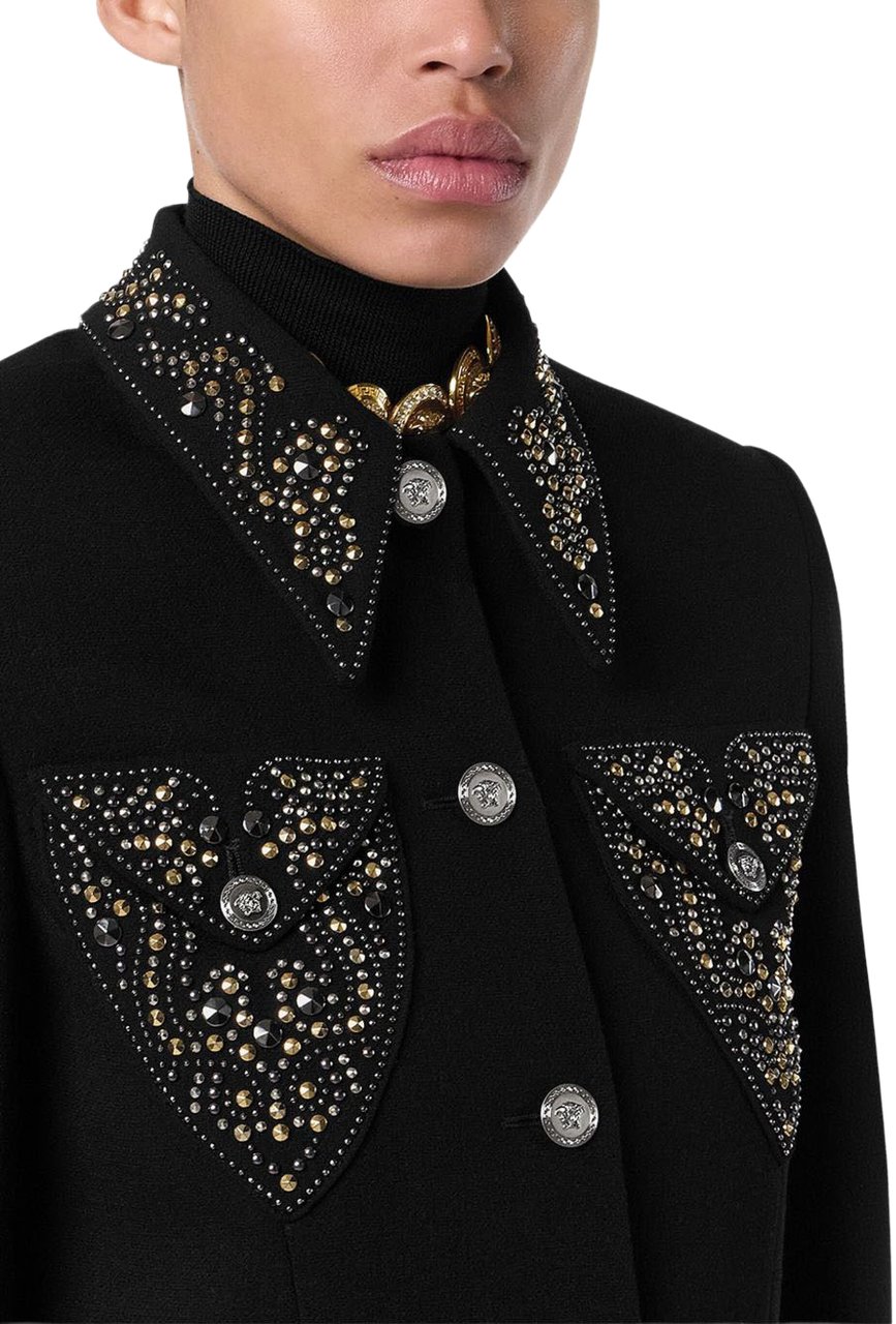 Versace Versace Coats Black Zwart