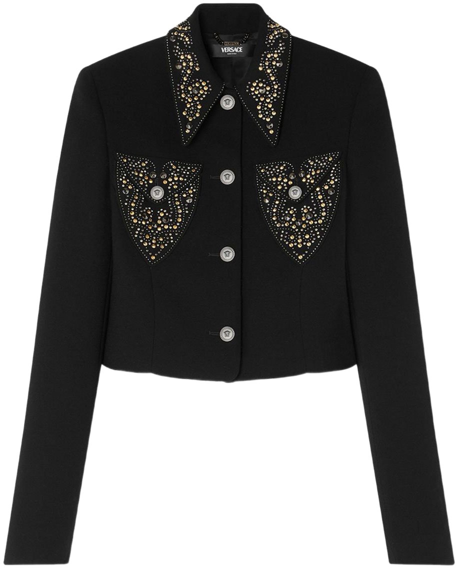 Versace Versace Coats Black Zwart