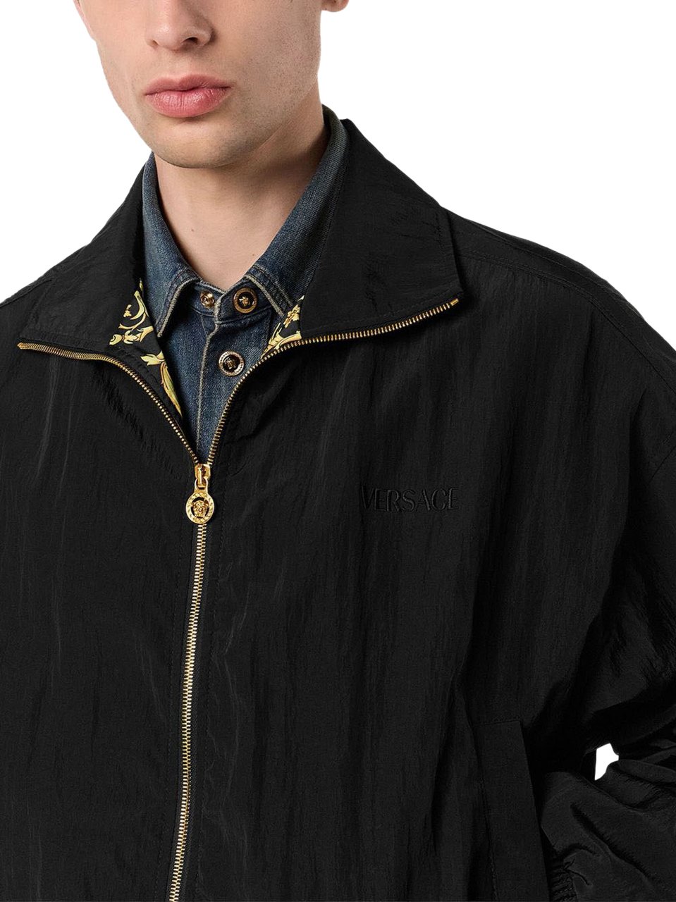 Versace Versace Coats Black Zwart