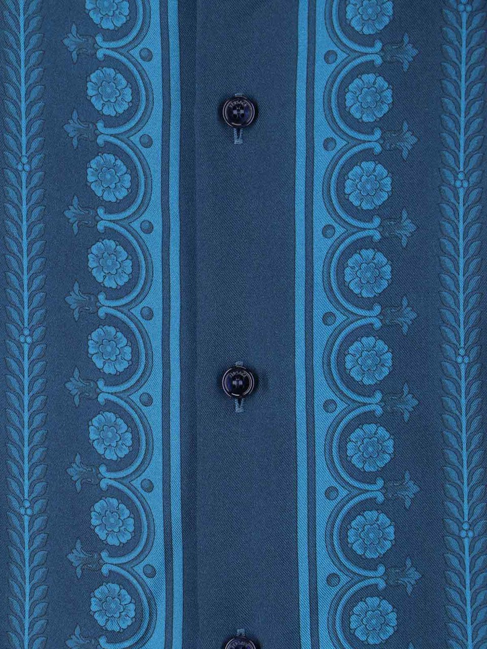 Versace "Barocco" Silk Shirt – Blue Neutraal