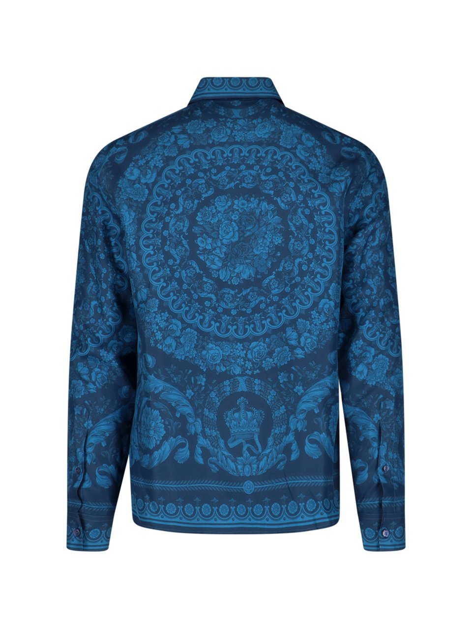 Versace "Barocco" Silk Shirt – Blue Neutraal