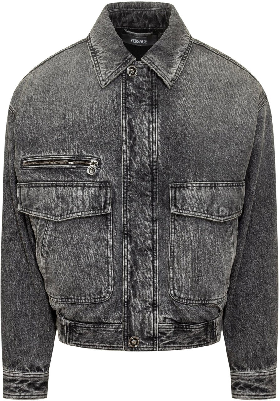 Versace Blouson In Denim Donkergrijs