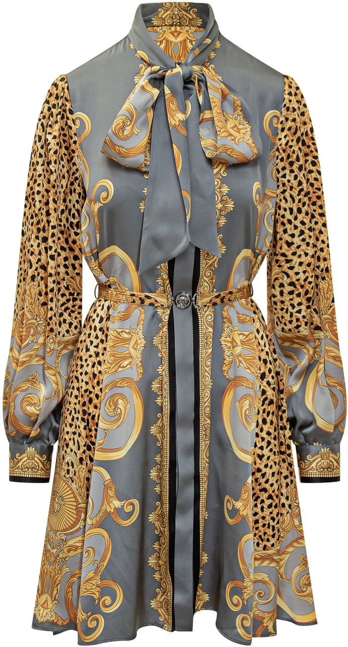 Versace Versace Abito Corto in Seta Barocco Animalier Divers