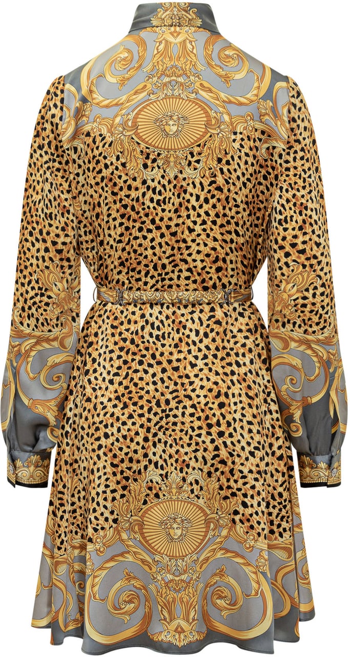 Versace Versace Abito Corto in Seta Barocco Animalier Divers