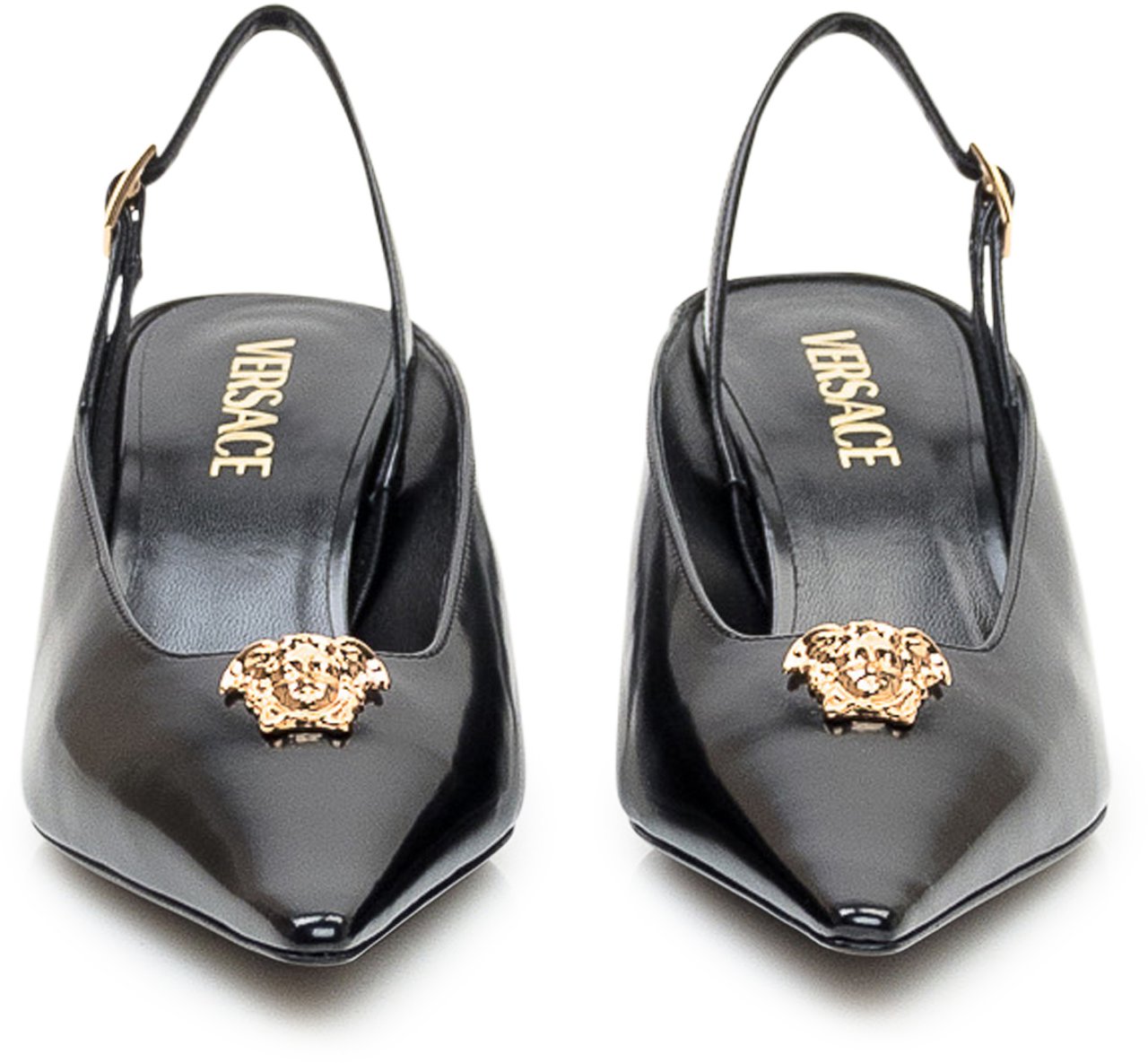 Versace Versace Slingback in Pelle con Tacco Medio Zwart