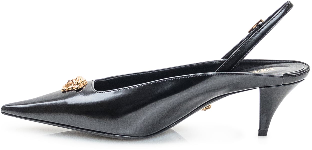Versace Versace Slingback in Pelle con Tacco Medio Zwart